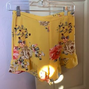 Yellow floral shorts